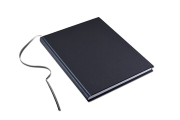 Black Hard book cover view in perspective and isolated