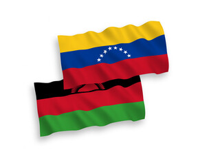 Flags of Venezuela and Malawi on a white background