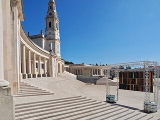 Cathedral of Fatima in Portugal near Lisboa with blue sky