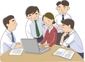 Business person who consults while looking at a personal computer