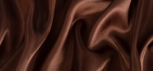 brown or chocolate silk satin fabric texture background