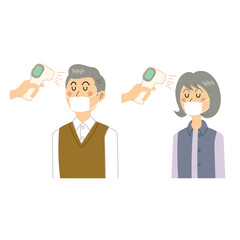 検温する老夫婦