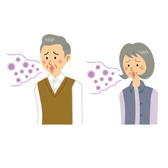 感染して溜息をつく老夫婦