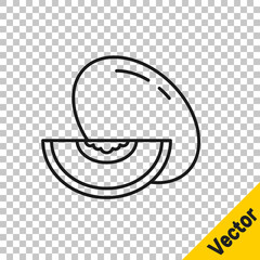 Black line Melon fruit icon isolated on transparent background. Vector