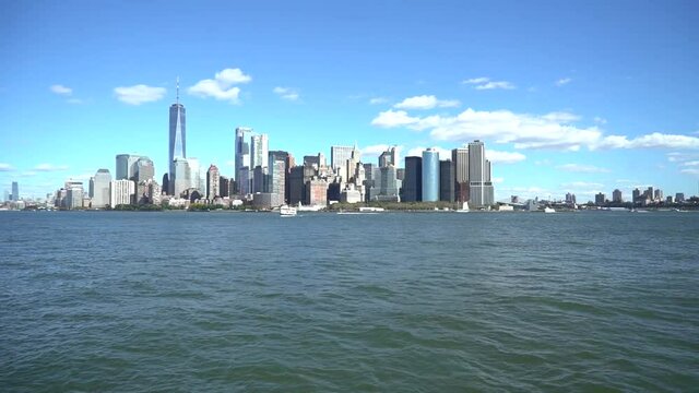 View of New York City's skyline from the river