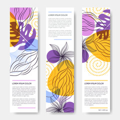 Vector web banners with leaves and flowers
