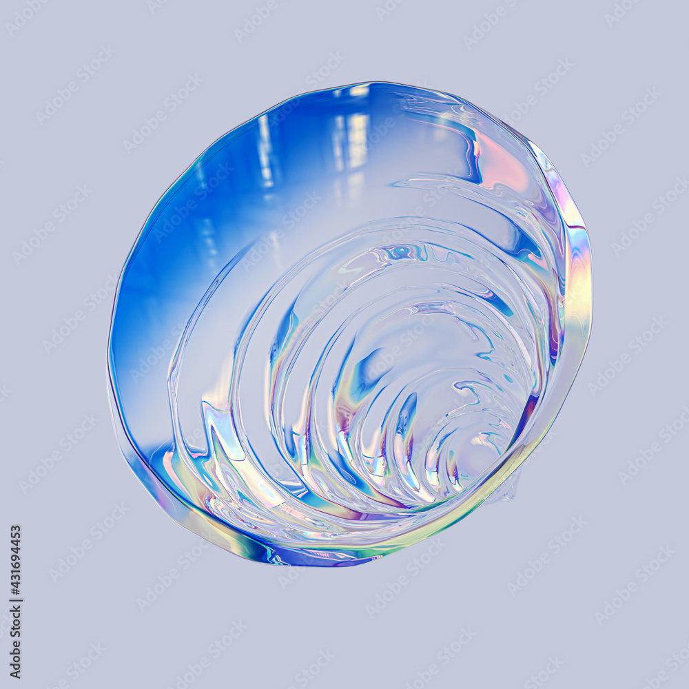 Poster round shape abstract design element, holographic spectral gradient texture, minimalist colorful art 