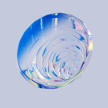 Round shape abstract design element, holographic spectral gradient texture, minimalist colorful art 3d rendering