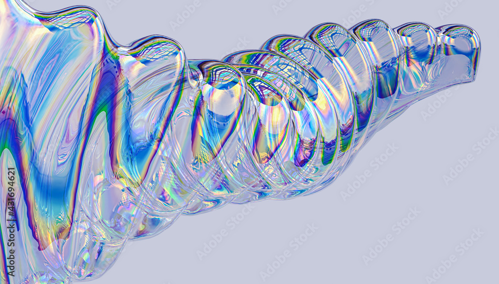 Aufkleber chromatic glass material abstract fluid shape 3d rendering