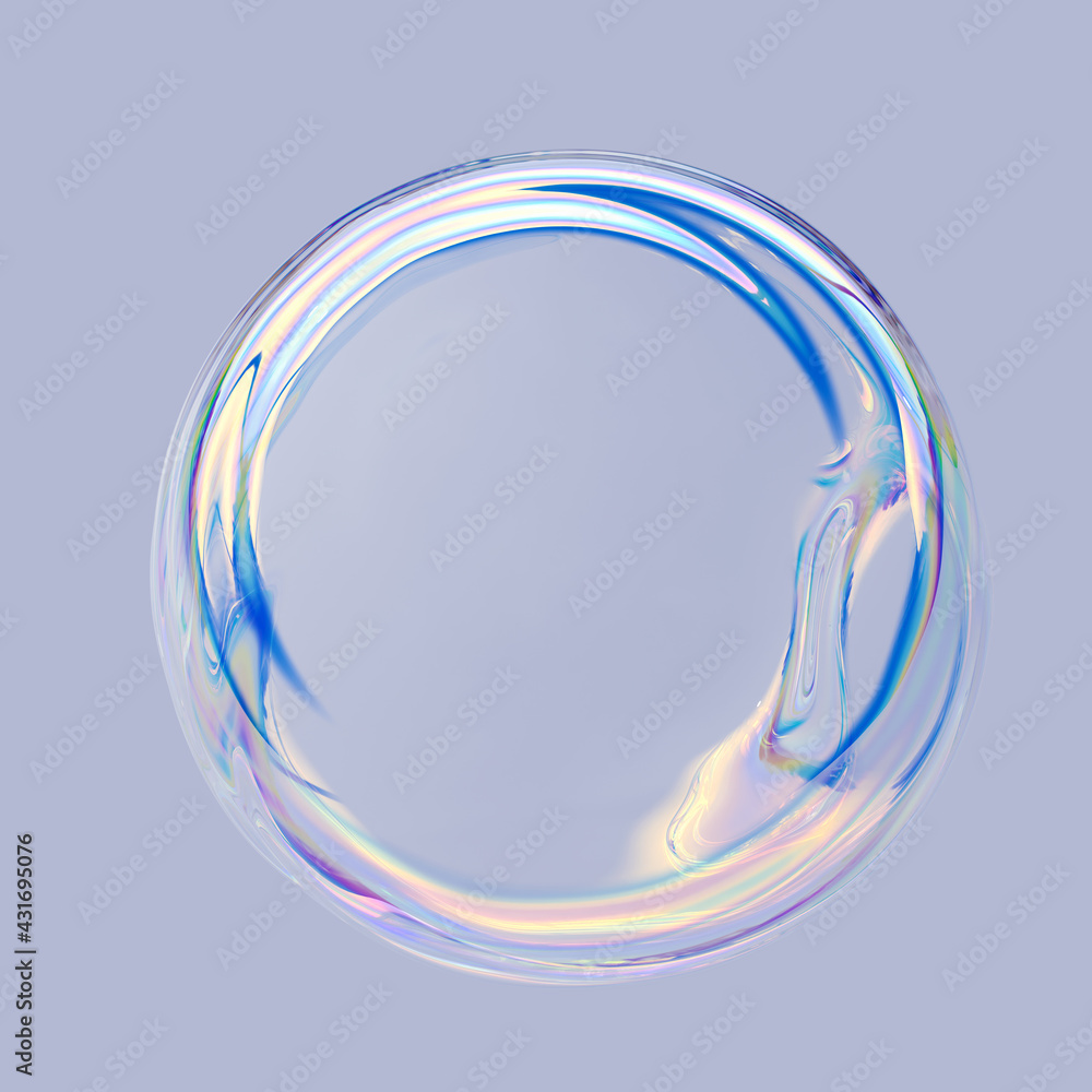 Poster round fluid abstract frame, soap bubble transparent gradient design element, colorful banner templat