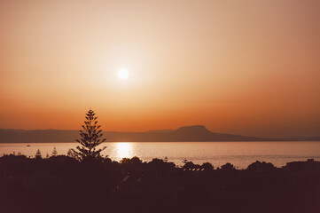 Sunset over the sea Rethymno Crete Greece