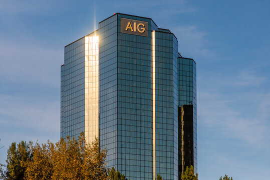 LA, USA - 1st November 2018: AIG skyscraper in Los Angeles - San Fernando Valley.