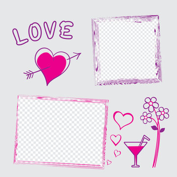 romantic love photo frame template set