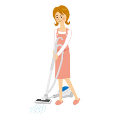 掃除機をかける女性