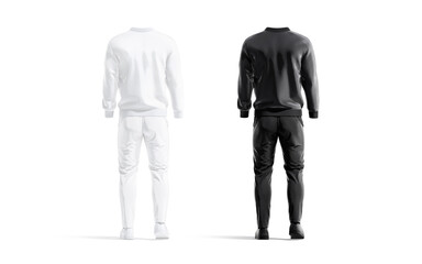 Blank black and white sport tracksuit with bomber, pants mockup © Alexandr Bognat