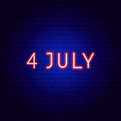 The Fourth of July Neon Text