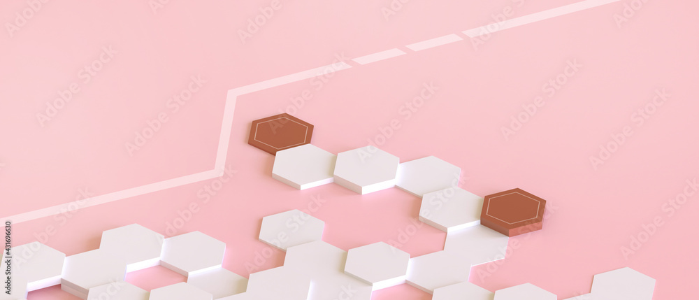 Poster idea creative technology and business concept. abstract white and pink geometric hexagonal backgroun
