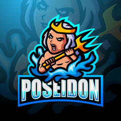 Poseidon mascot esport logo design