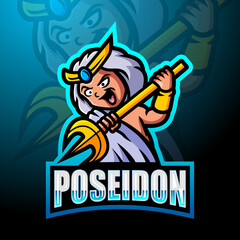 Poseidon mascot esport logo design