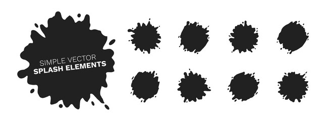 Set of grunge splash silhouettes. Vector decoration elements.