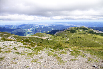 Naklejka premium Scenic view in alpine mountains in Puchberg am Schneeberg, Niederösterreich, Austria.