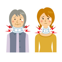 首にコルセットをする女性