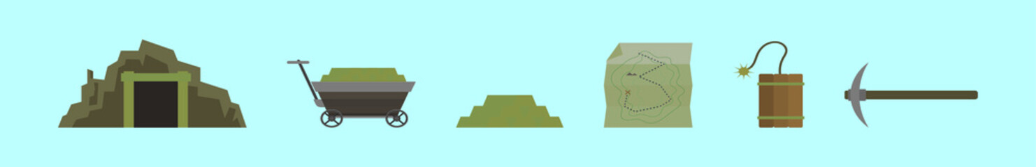 set of gold rush cartoon icon design template with various models. vector illustration isolated on blue background