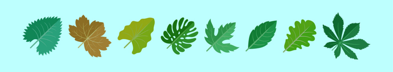 set of hojas leaves cartoon icon design template with various models. vector illustration isolated on blue background