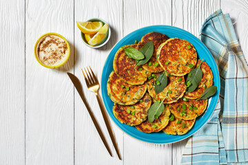 vegan chickpea spinach pancakes on a plate