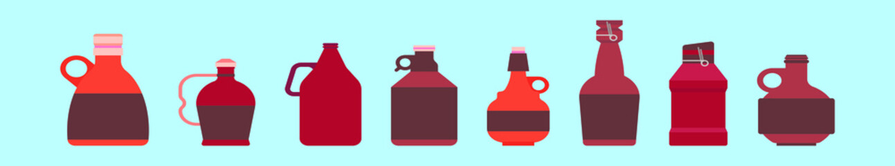 set of geer growler bottle cartoon icon design template with various models. vector illustration isolated on blue background