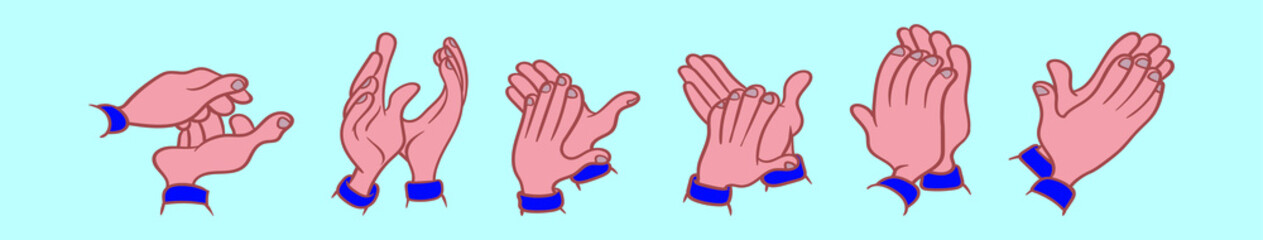 set of hand clapping cartoon icon design template with various models. vector illustration isolated on blue background
