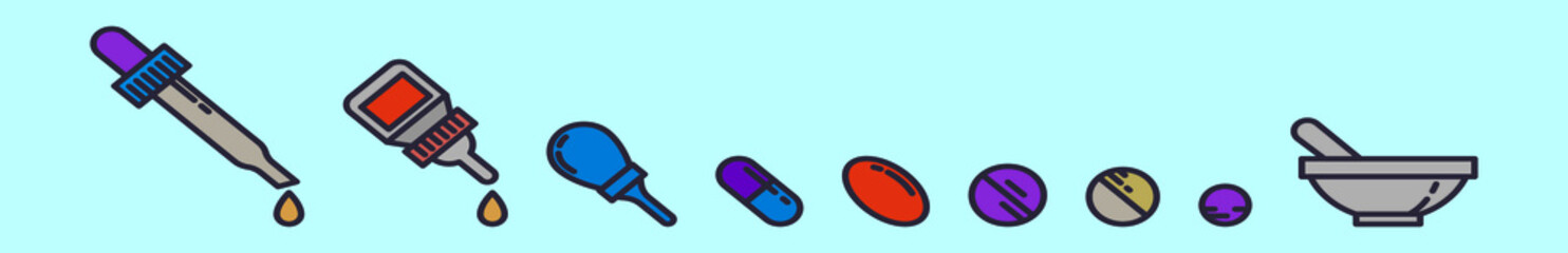 set of effervescent cartoon icon design template with various models. vector illustration isolated on blue background