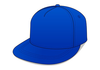 Blue 5 Panels Hip Hop Cap Template Vector On White Background.