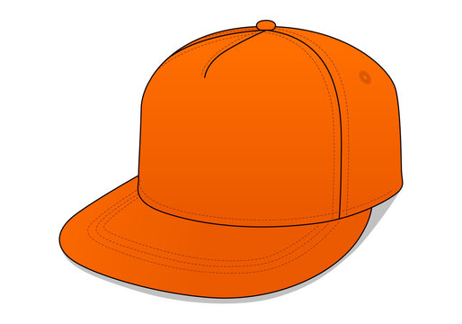 Orange 5 Panels Hip Hop Cap Template Vector On White Background.