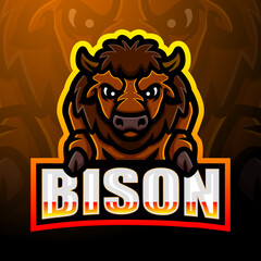 Strong bison mascot esport logo design © frescostudio
