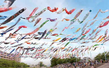 Carp streamers (Koinobori) for Boy's Day festival in Osaka, Japan