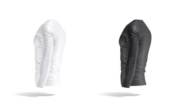 Blank black and white longsleeve t-shirt mockup, looped rotation