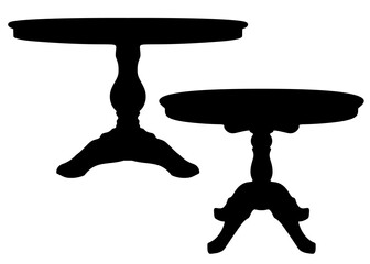 Large round table set. Vector image.
