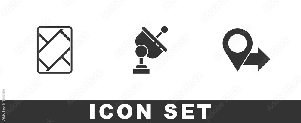 Poster set gps device with map, radar and location icon. vector