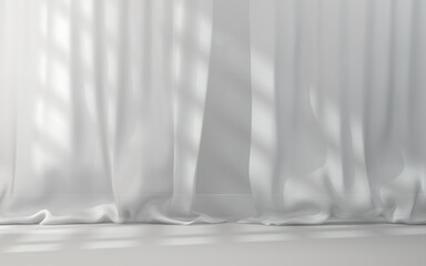 Empty room with soft curtain, 3d rendering.