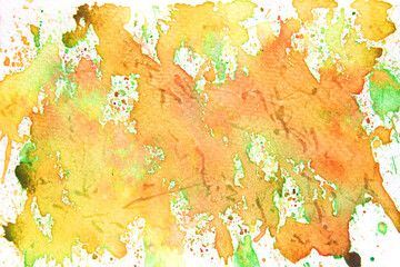 Green and Orange watercolor background.