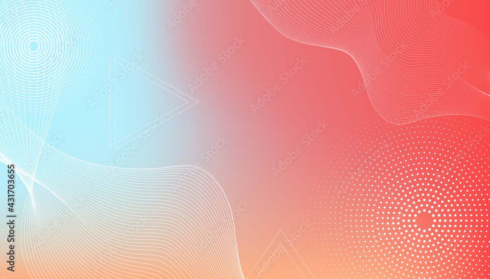 Poster abstract modern waves background with halftone geometric shapes. vector