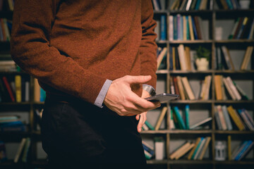 person in library