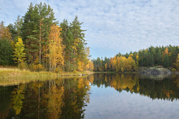 Fototapeta na wymiar Ladoga skerries, a natural attraction of Karelia. Traveling in Russia. Northern nature.