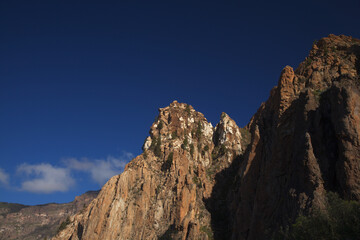 Gran Canaria, landscapes of the central part of the island along the Route Risco Vlanco, The White Cliff, and 
Pico de las Nieves, the highest point of the island