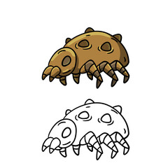 Flea. Cartoon louse. Harmful blood-sucking insect. Scabies and itching.
