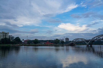 city harbour bridge at sunset