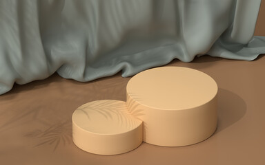 Empty stage with soft curtain background, 3d rendering.