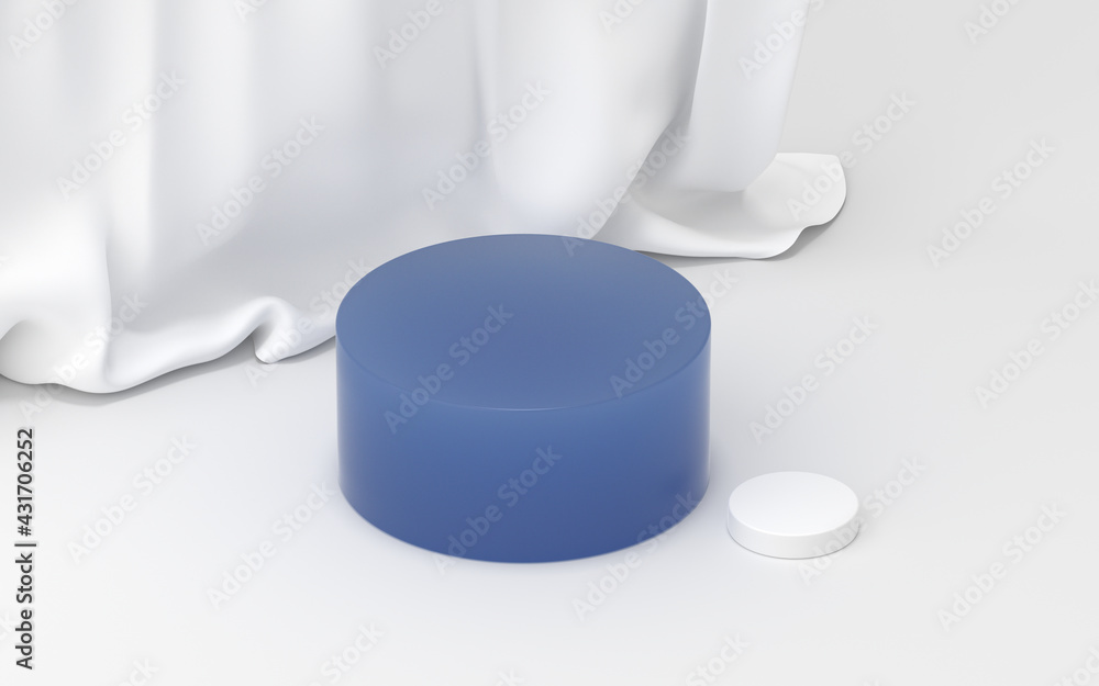 Poster empty stage with soft curtain background, 3d rendering.