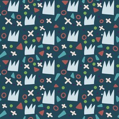 Funny pattern geometric cartoon abstract seamless for children. Baby clothes, gift paper, fabric